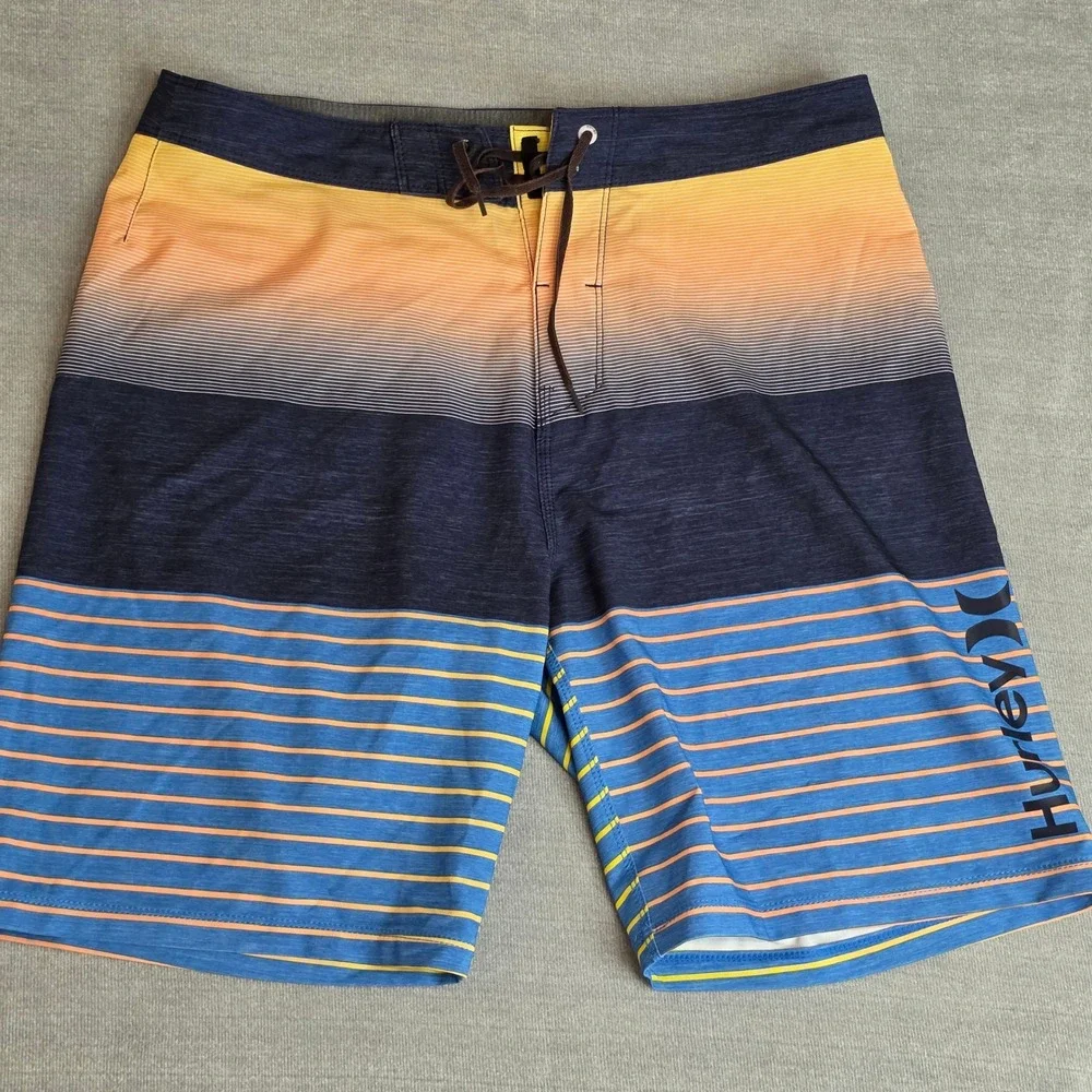 Lot of Hurley Board Shorts Mens 32 Blue Bird of Paradise Tropical Swim Trunks